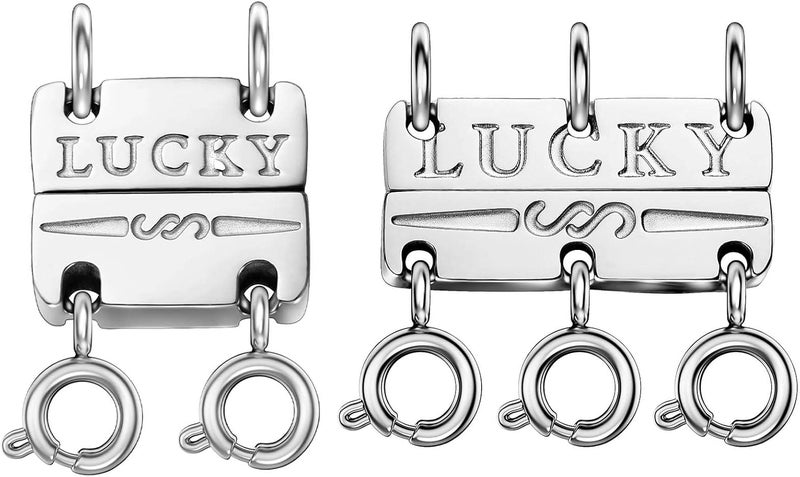 OHINGLT Lucky Necklace Layering Clasp Separator for Stackable,14K Gold and Silver Plated Multiple Necklace Clasps for Women - Image 1
